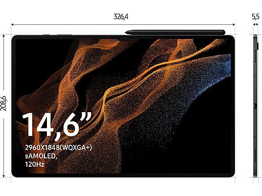SAMSUNG Galaxy Tab S8 Ultra Wi-Fi, inklusive S-Pen, Tablet, 256 GB, 14,6 Zoll, Graphite SAMSUNG Galaxy Tab S8 Ultra Wi-Fi, inklusive S-Pen, Tablet, 256 GB, 14,6 Zoll, Graphite